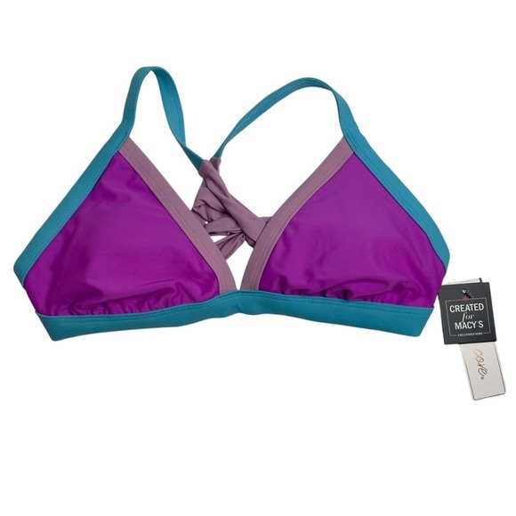 Contrast-Trim Triangle Bikini Top & Contrast Bikini Bottoms Orchid Multi XL New - Picture 3 of 9